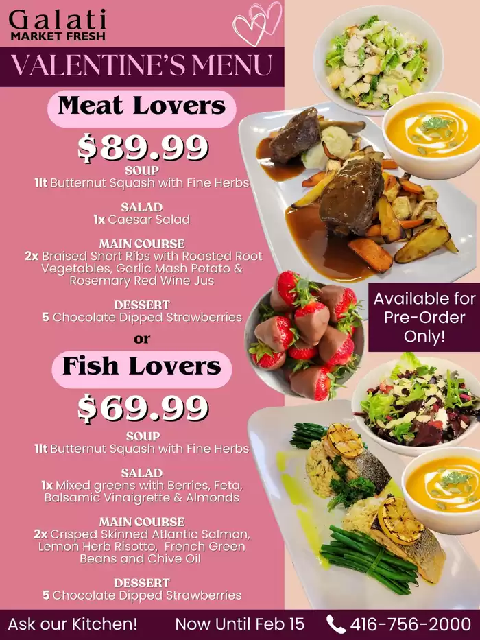 Galati Market Fresh catalogue in Toronto | Valentine's Menu | 2025-01-31 - 2025-02-15