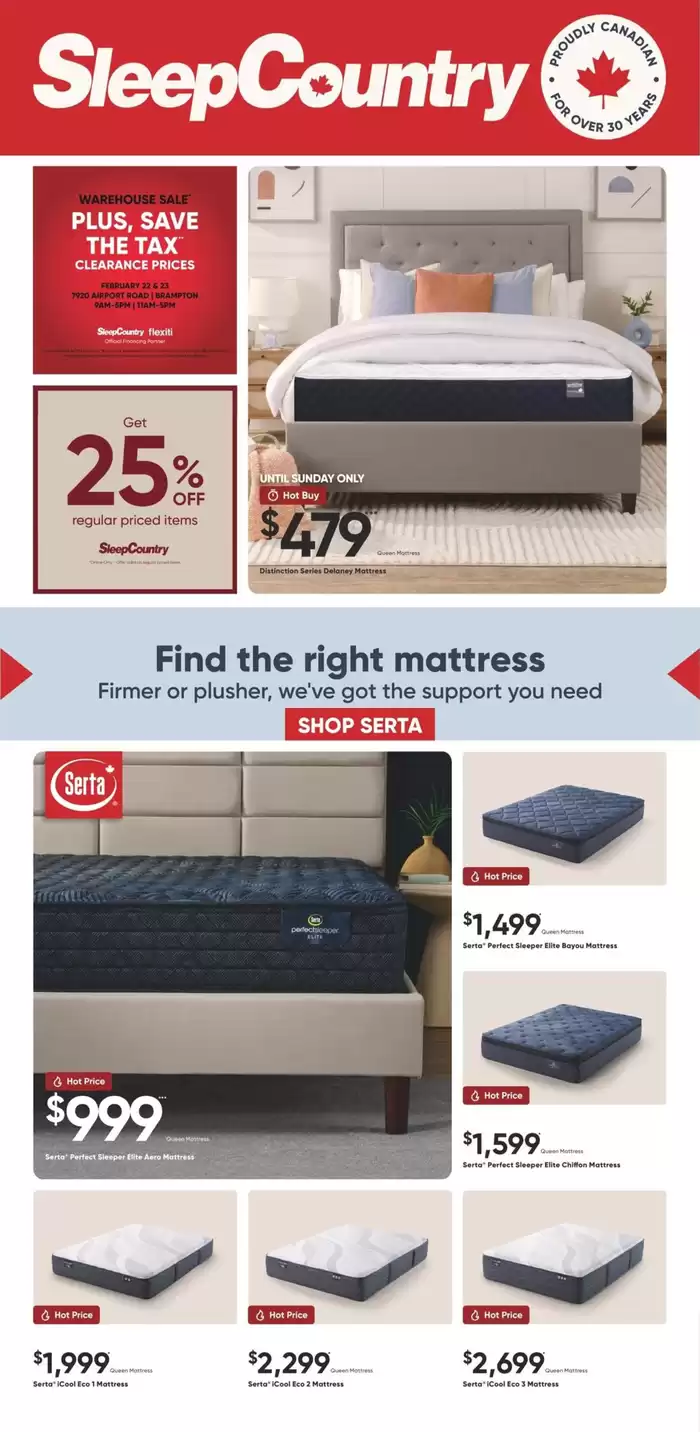 Sleep Country catalogue in Halifax | Weekly Specials | 2025-02-17 - 2025-02-23