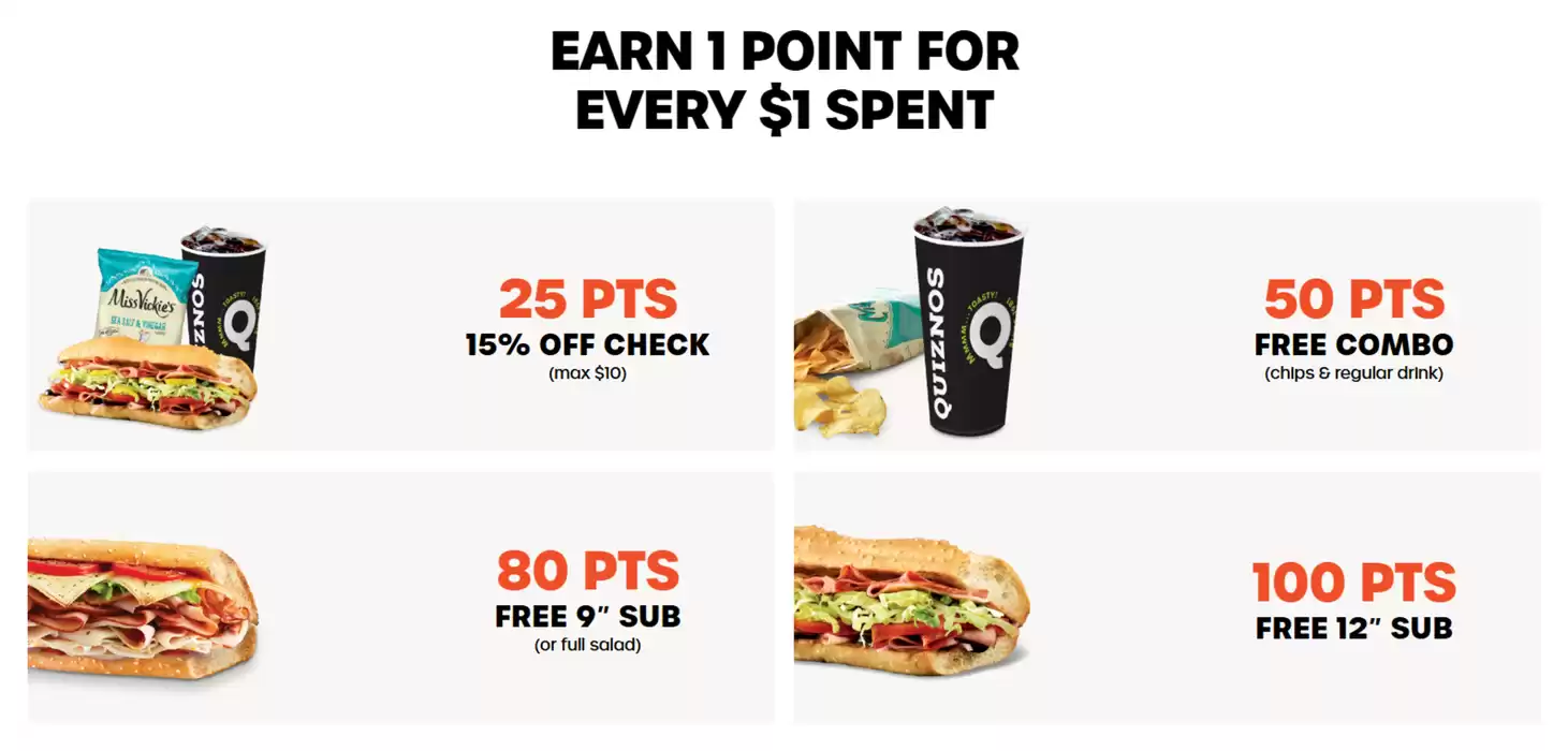 Quiznos catalogue in Okotoks | Earn 1 point for every $1 spent | 2025-02-18 - 2025-03-04