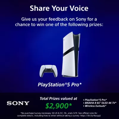 Electronics offers in Georgetown | Prizes Valued At $2.900 in Sony | 2025-02-19 - 2025-03-31