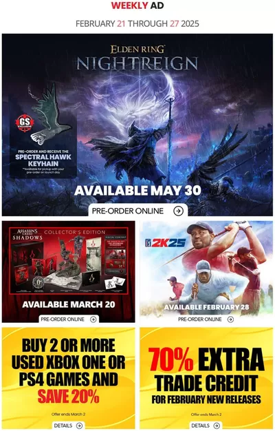 Electronics offers in Fort McMurray | Game Stop Weekly ad in Game Stop | 2025-02-21 - 2025-02-27