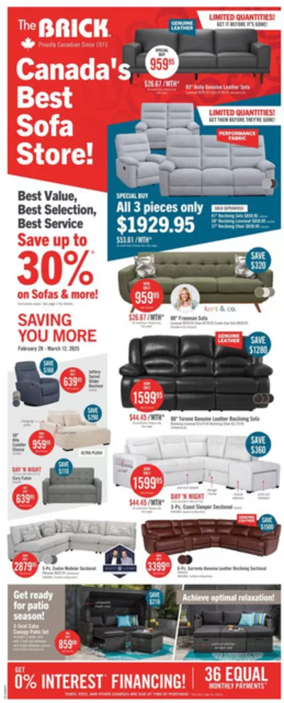 Home & Furniture offers in Saint-Lambert | Weekly Flyer in The Brick | 2025-02-28 - 2025-03-12