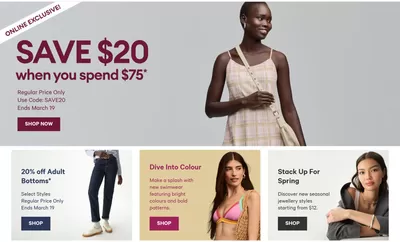 Clothing, Shoes & Accessories offers in Brantford | SAVE $20 when you spend $75 in Joe Fresh | 2025-03-13 - 2025-03-19