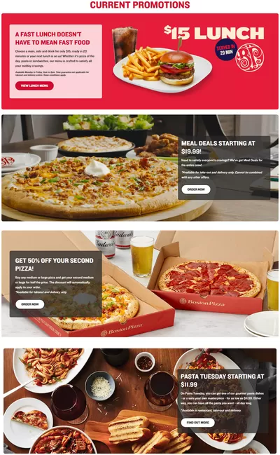 Restaurants offers in Winnipeg | CURRENT PROMOTIONS in Boston Pizza | 2025-03-13 - 2025-03-27