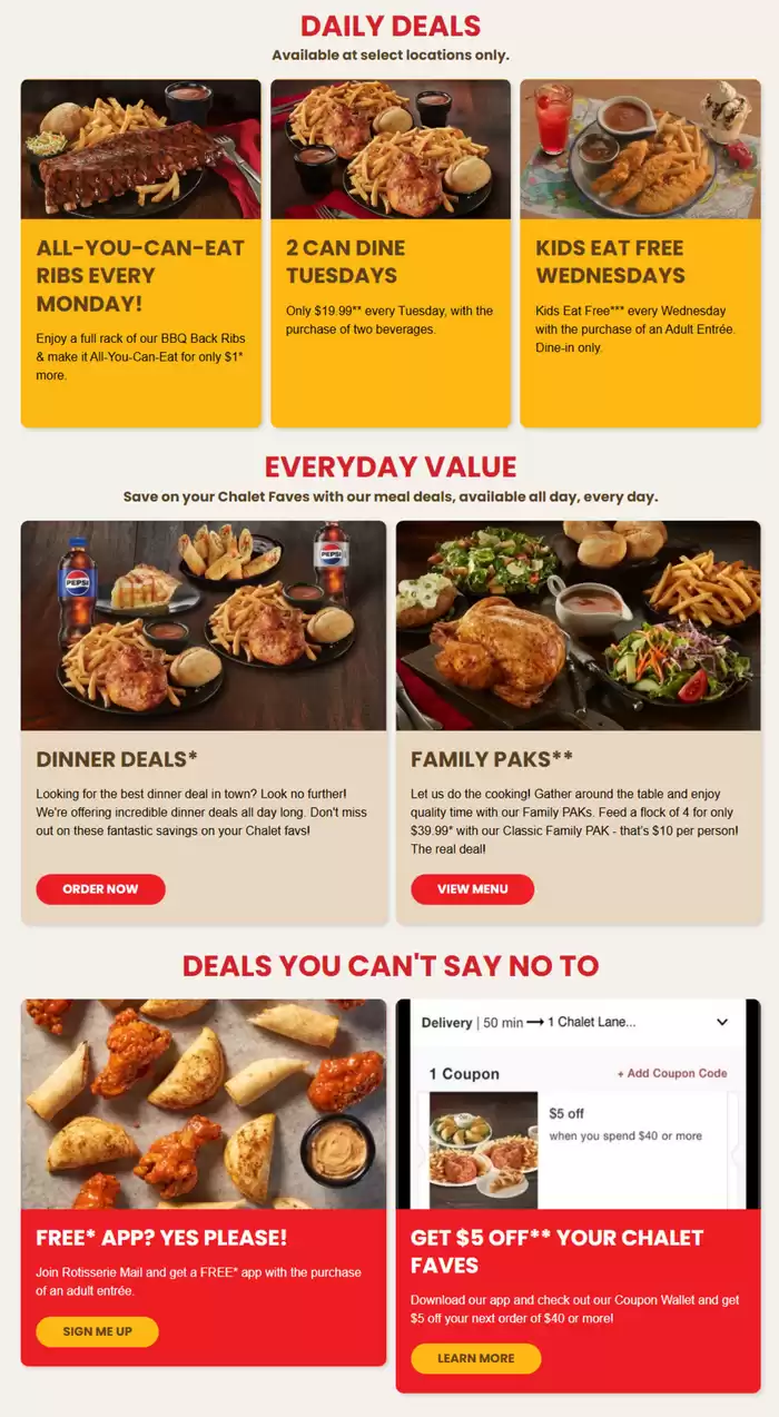 Swiss Chalet catalogue in Vancouver | Everyday Value Meals | 2025-03-13 - 2025-10-31