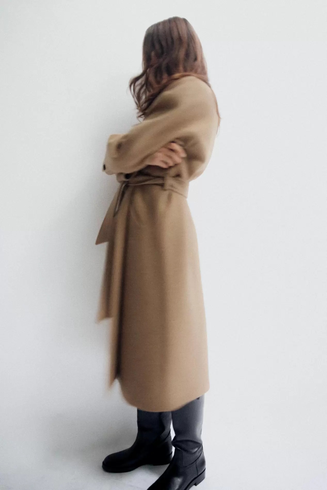 LONG BELTED WOOL BLEND COAT offers at $219 in ZARA