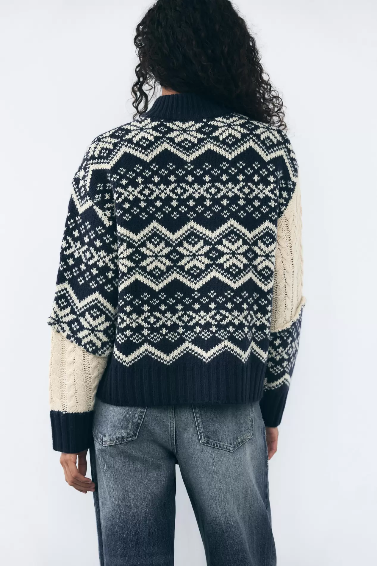 CABLE KNIT JACQUARD KNIT CARDIGAN offers at $79.9 in ZARA