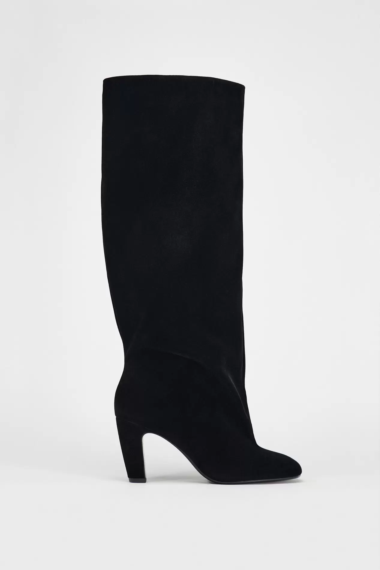 VELVET LOOK HEELED BOOTS offers at $129 in ZARA