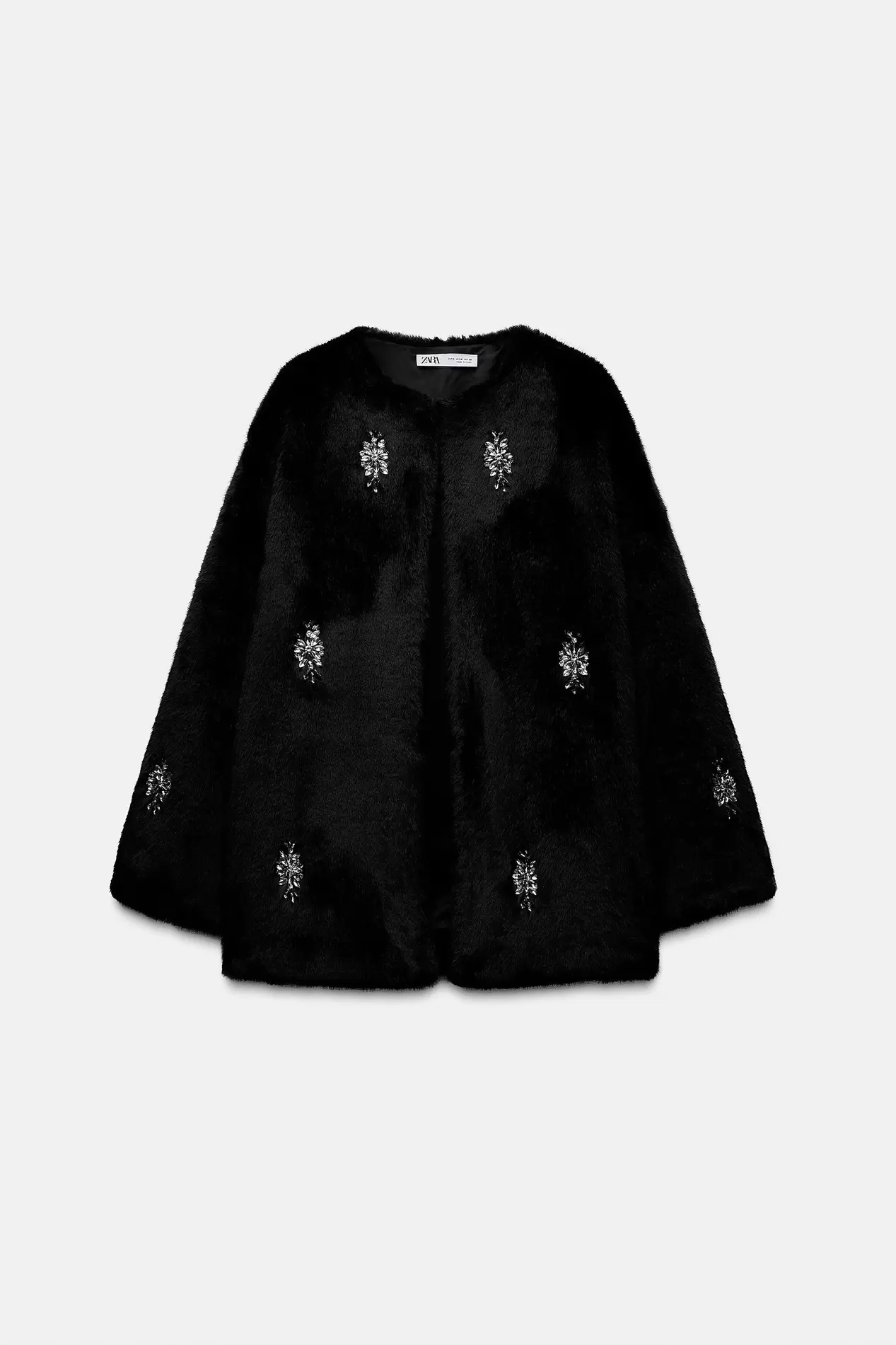 FAUX FUR JEWEL BEADING COAT offers at $169 in ZARA