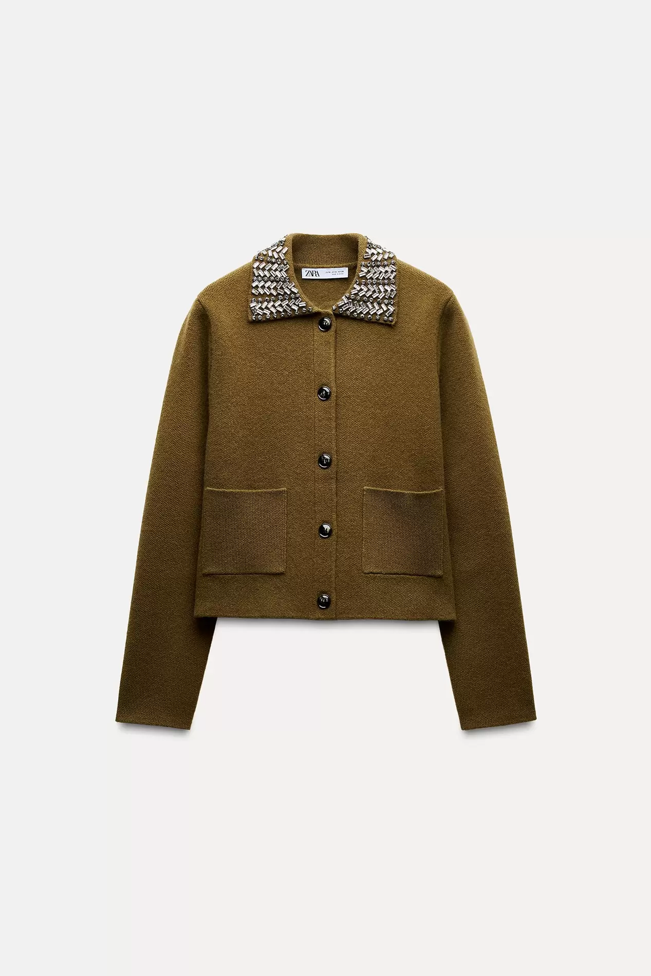 100% WOOL JEWEL COLLAR CARDIGAN offers at $59.6 in ZARA