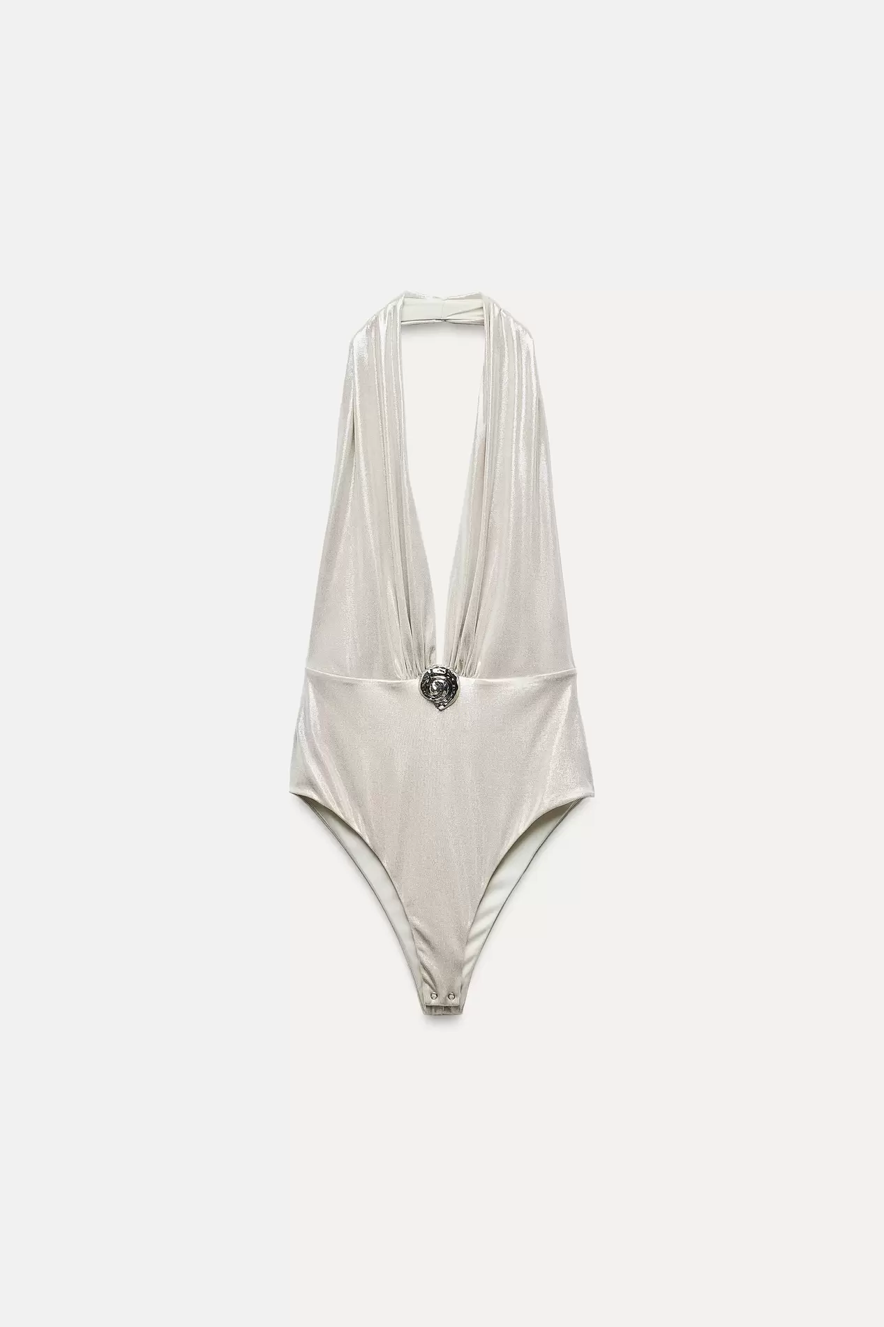 CONCH SHELL FOIL HALTER BODYSUIT offers at $13.77 in ZARA