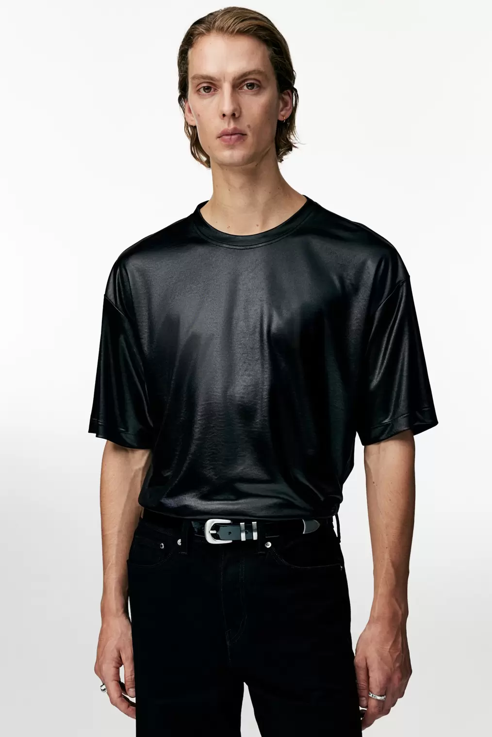 Loose Fit Satin T-shirt offers at $34.99 in H&M