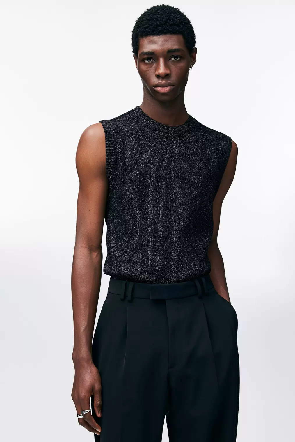 Slim Fit Glittery Sweater Vest offers at $44.99 in H&M