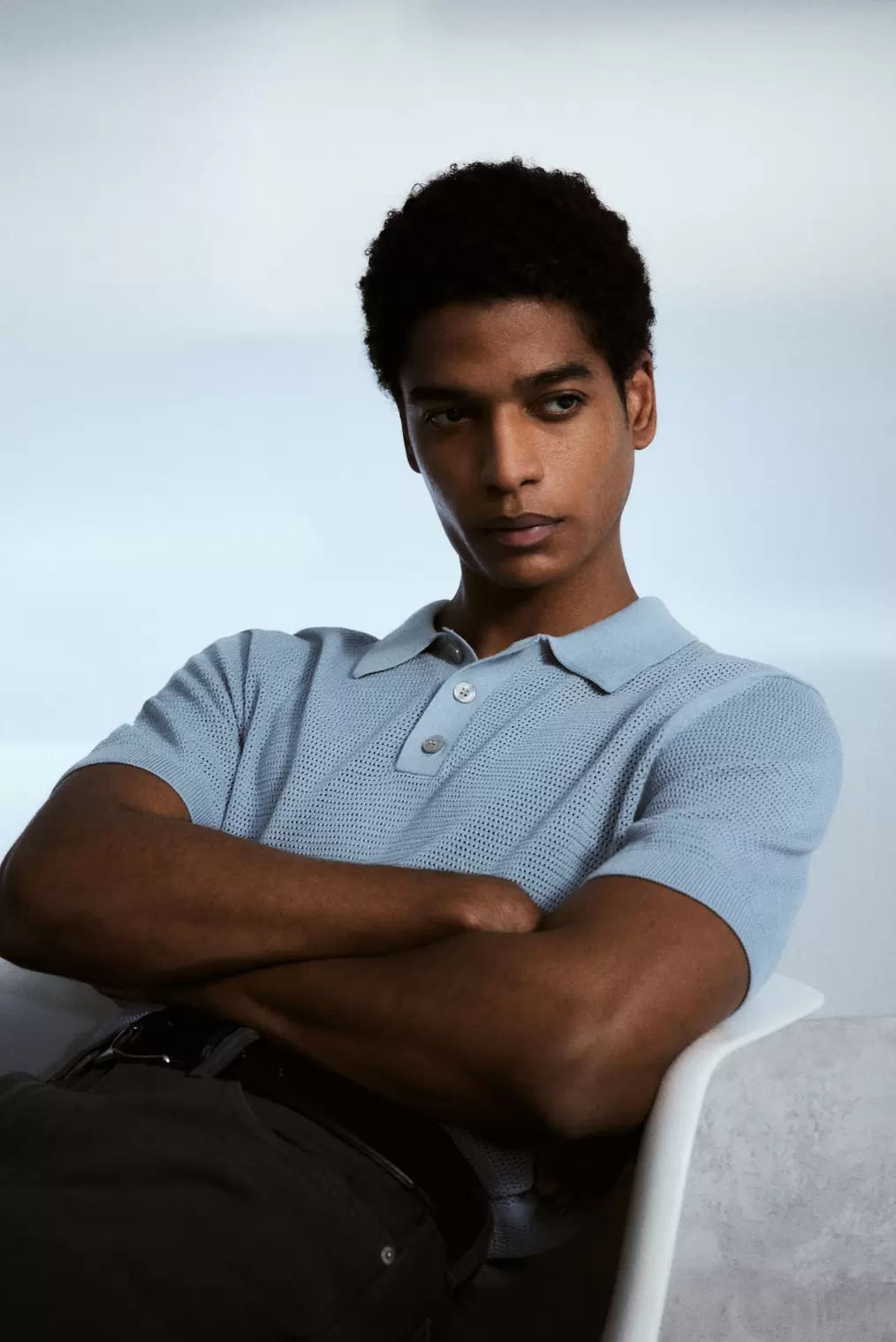 Regular-Fit Hole-Knit Polo Shirt offers at $44.99 in H&M