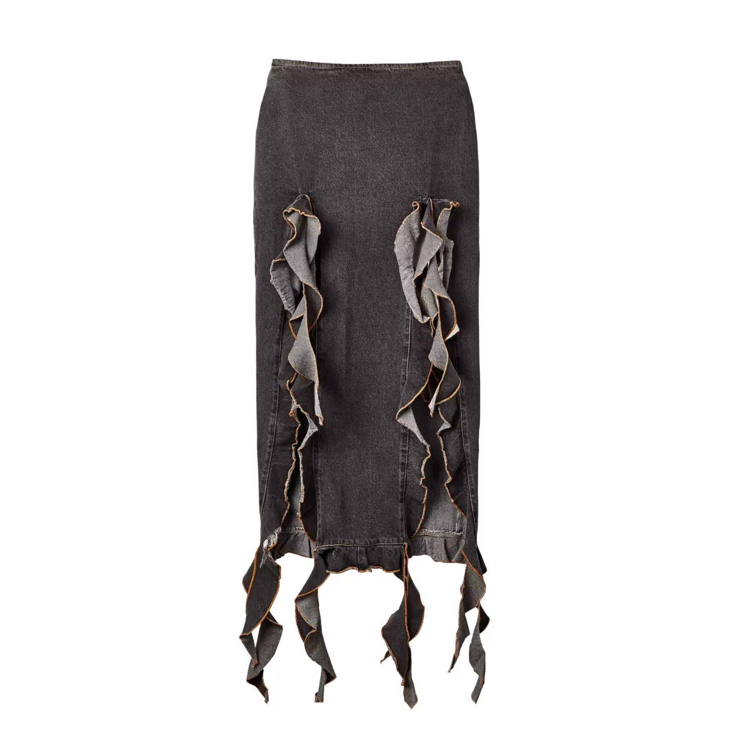 Dark Denim Skirt With Raw Spiral Details offers at $49.99 in Winners