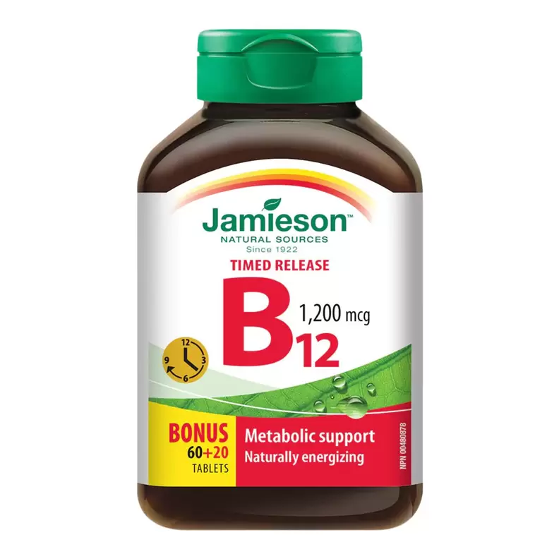 Jamieson Timed Release Vitamin B12 80 Tablets 1200mcg  offers at $8.88 in Sport Chek