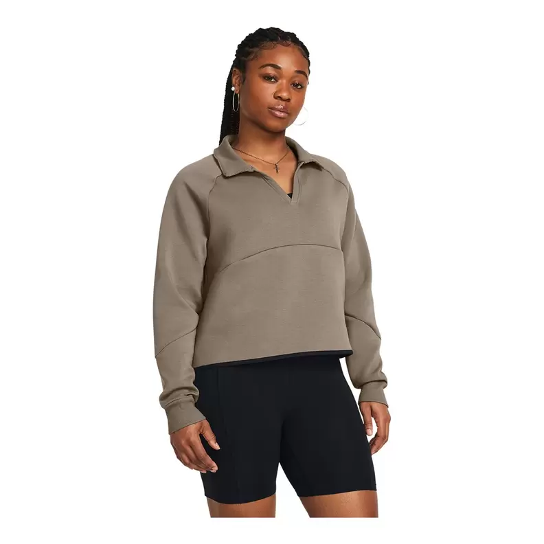 Under Armour Women's Unstoppable Fleece Rugby Crop T Shirt offers at $70.97 in Sport Chek