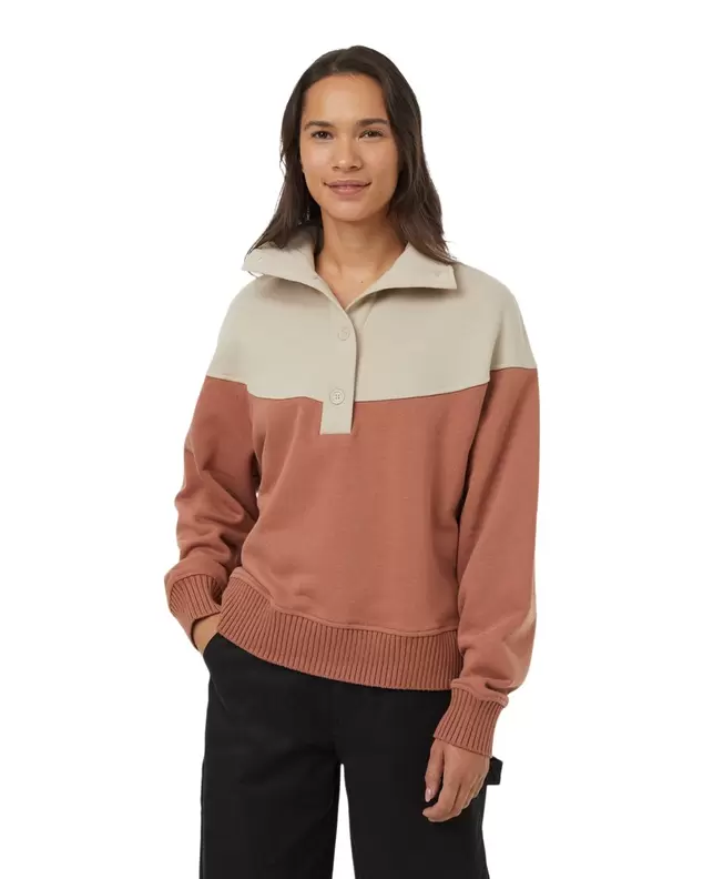 Tentree Women's TreeFleece 1/4 Button Mock Neck Top offers at $67.97 in Sport Chek