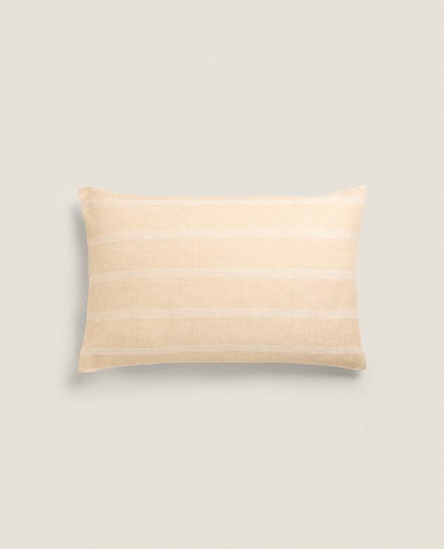 STRIPED LINEN THROW PILLOW COVER offers at $49.9 in ZARA HOME