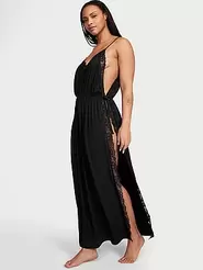 Modal Lace-Trim High-Slit Maxi Slip Dress offers at $65.6 in Victoria's Secret