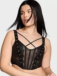 Rose Lace & Grommet Strappy Corset Top offers at $27.69 in Victoria's Secret