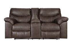 Boxberg Teak Reclining Loveseat w&Console offers at $1398 in Surplus Furniture
