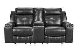 Kempten Black Double Reclining Loveseat w&Console offers at $1448 in Surplus Furniture