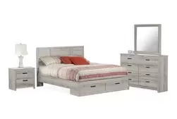 Aurora Oak 6-Piece Storage Bedroom Set offers at $1198 in Surplus Furniture