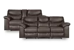 Boxberg Teak Reclining Sofa & Loveseat offers at $2648 in Surplus Furniture