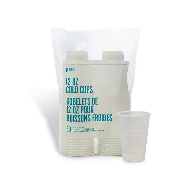 Perk 12 oz. Plastic Cold Cups - Clear - 50 Pack offers at $5.79 in Staples