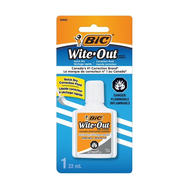 BIC Wite-Out Quik-Dry Correction Fluid -  White -  22mL offers at $2.39 in Staples