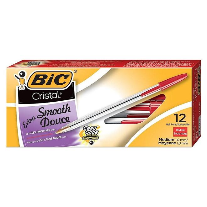 BIC Cristal Ballpoint Stick Pens, 1.0mm, Red, 12 Pack offers at $2.79 in Staples