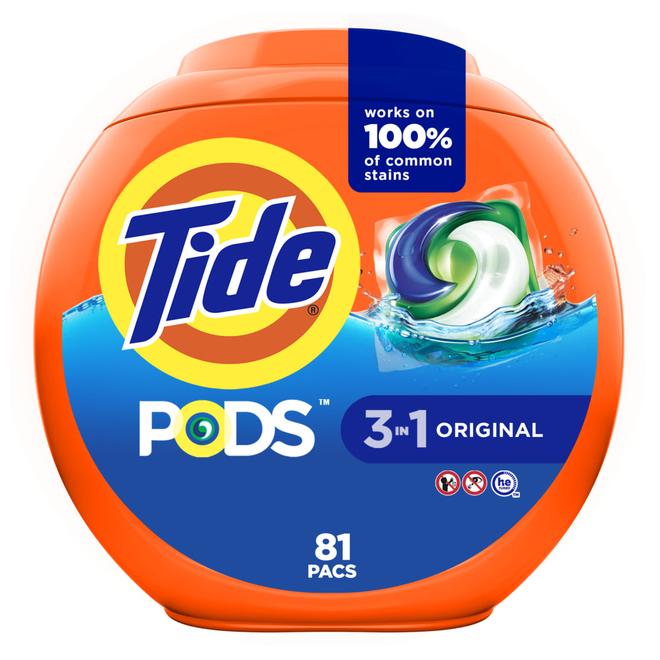 Tide PODS Liquid Laundry Detergent Pacs, Original, 81 Pack offers at $32.99 in Staples