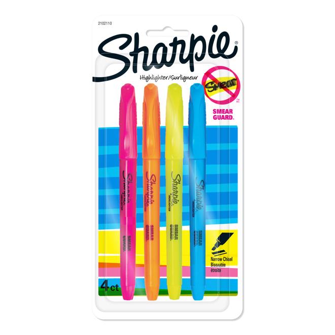 Sharpie Chisel Tip Pocket-Style Highlighters - Assorted Colours - 4 Pack offers at $3.89 in Staples