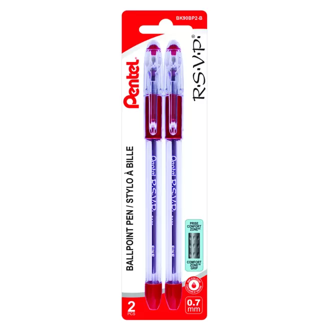 Pentel R.S.V.P. Ballpoint Stick Pens, 0.7mm, Red offers at $2.19 in Staples