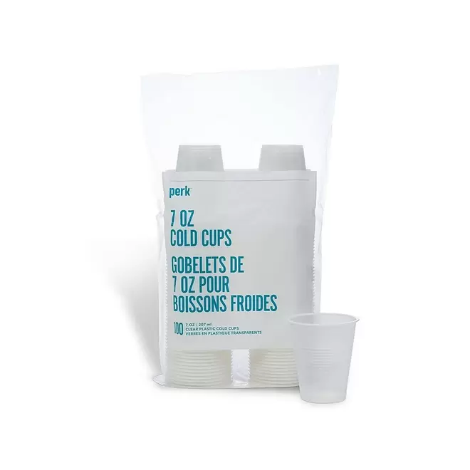 Perk 7 oz. Plastic Cold Cups - Clear - 100 Pack offers at $8.99 in Staples