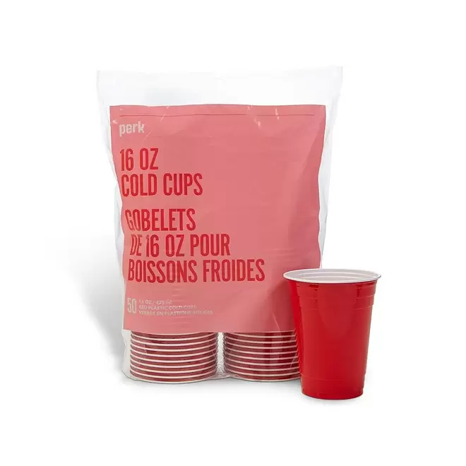 Perk 16 oz. Plastic Cold Cups - Red - 50 Pack offers at $6.99 in Staples