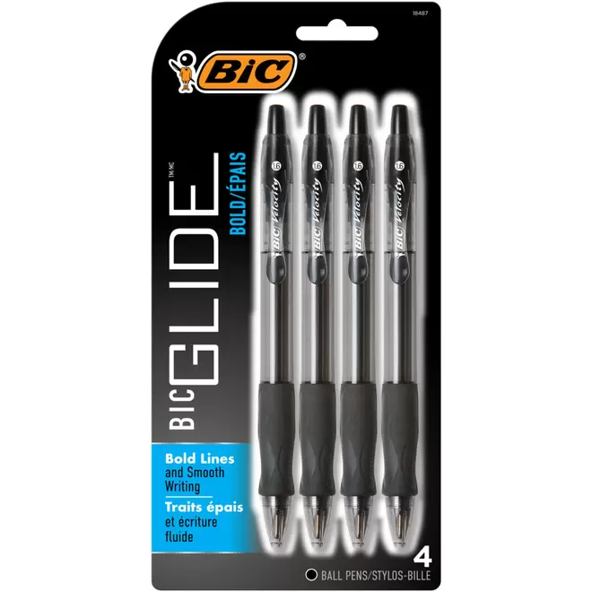 BIC Glide Bold Ballpoint Pens -  Retractable -  1.6 mm -  Black -  4 Pack offers at $4.99 in Staples