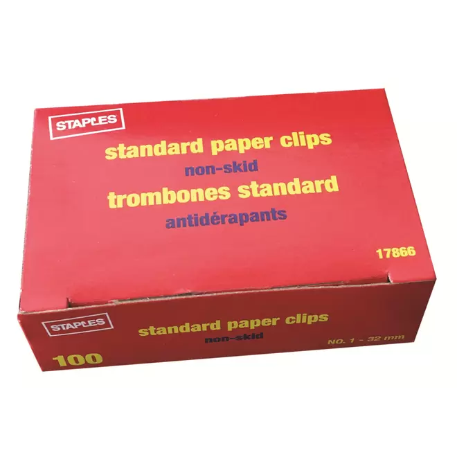 Staples Standard Non-Slip Paper Clips - #1 - 1-1/4" - 100 Pack offers at $2.69 in Staples