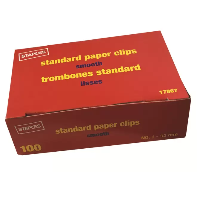 Staples Standard Smooth Paper Clips - #1 - 1-1/4" - 100 Pack offers at $2.49 in Staples