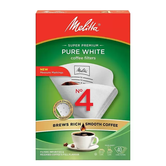 Melitta Coffee Filters, Cone Style #4, 40 Pack offers at $3.59 in Staples