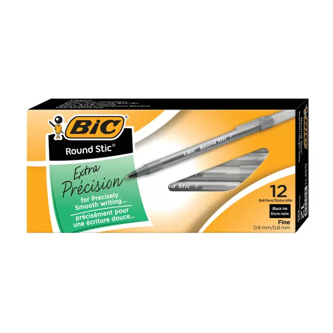 BIC Round Stic Extra Value Ballpoint Stick Pens -  Fine Tip -  Black -  12 Pack offers at $2.29 in Staples