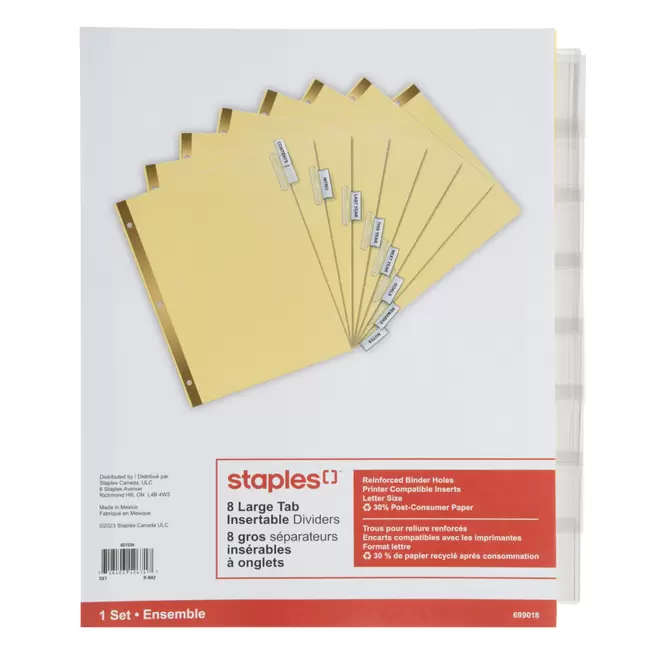 Staples Insertable Dividers - 8 Tabs - Clear offers at $3.99 in Staples