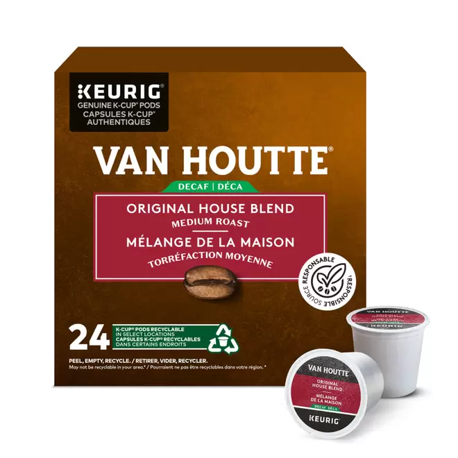 Van Houtte Original House Blend  Medium Roast - Decaf - K-Cup Coffee Pods - 24 Pack offers at $22.99 in Staples