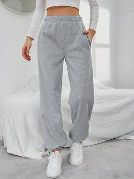 Solid Elastic Waist Slant Pocket Sweatpants offers at $15.19 in SheIn