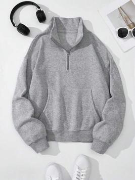 Half Zip Kangaroo Pocket Sweatshirt offers at $15.19 in SheIn