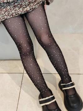 1pair Girls Rhinestone Decor Fishnet Tights For Daily Life offers at $3.49 in SheIn