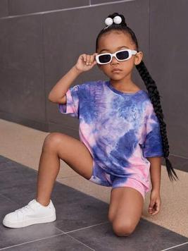 SHEIN Young Girls' Casual Tie Dye Drop Shoulder T-Shirt And Shorts Set offers at $11.04 in SheIn