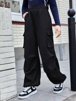 Teen Girl Flap Pocket Side Cargo Pants offers at $17.59 in SheIn
