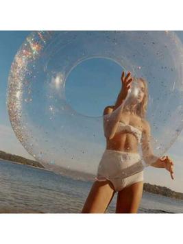 1 Pc Transparent Glitter Pool Float Swimming Ring Inflatable Pool Tube Boy Girl Water Fun Accessory Swim Laps offers at $4.9 in SheIn